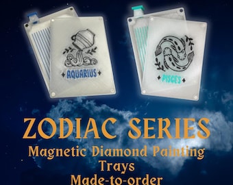 Made-to-Order Zodiac Trays | Series | Diamond Art Tray w/ Magnetic Lid & Plug | Magnetic Diamond Art Tool | 3D Printed Accessory | Bandeja