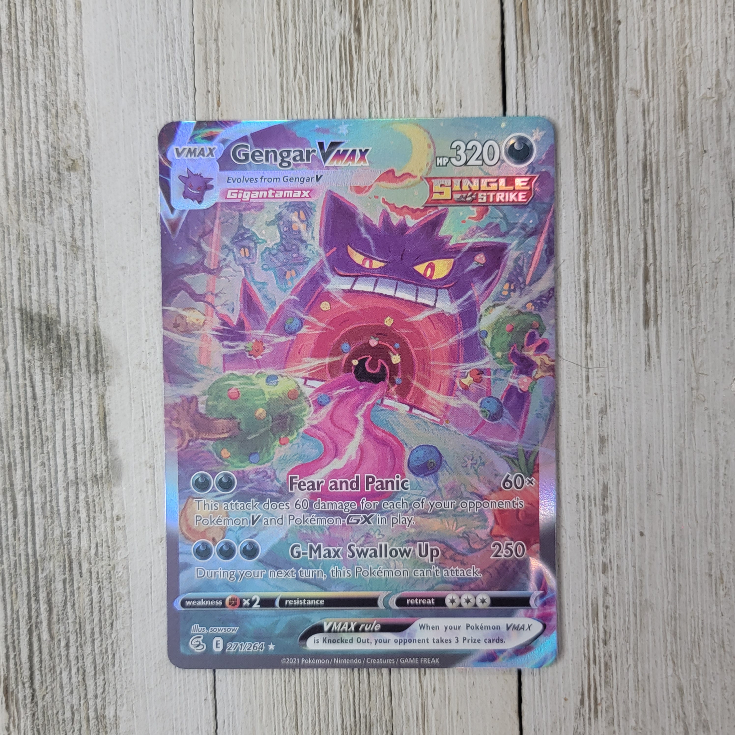 Gengar Vmax Alt Art *SHINY EDIT PROXY* Custom Card Fusion Strike