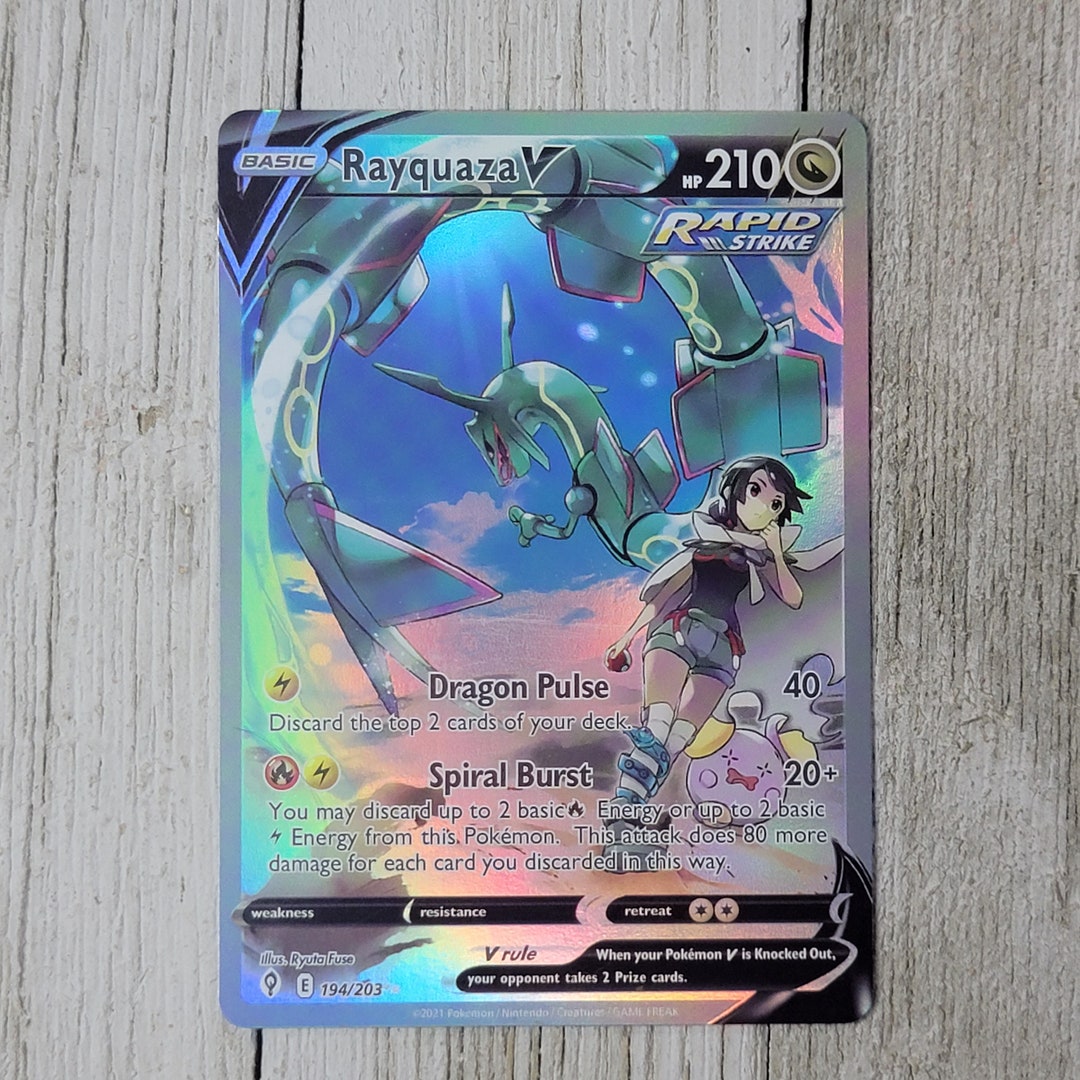 Rayquaza V alt Art Evolving Skies Handmade Holographic Etsy