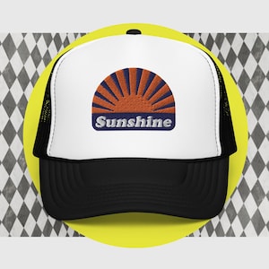 Sunshine Foam embroidered trucker hat, Hello Sunshine hat, summer hat, beach hat, embroidered cap