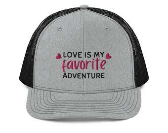 LOVE is My Favorite Adventure, Puffed Embroidered Trucker  display picture 1