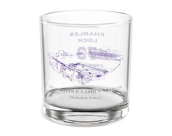 Kansas State Rocks Glass, 10oz KSU cocktail, Monogram custom K-State Wildkats rocks glass, Bill Snyder Stadium old fashioned whiskey glass