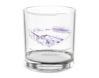 Kansas State Rocks Glass, 10oz KSU cocktail, Monogram custom K-State Wildkats rocks glass, Bill Snyder Stadium old fashioned whiskey glass