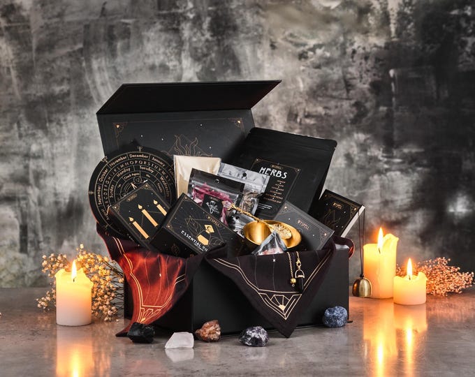 77 PCS Witchcraft Kit Large Spell Set with Herbs and Crystals | Wyspell Beginner Witch Set Wiccan Supplies Pagan Altar Witchcraft Tools
