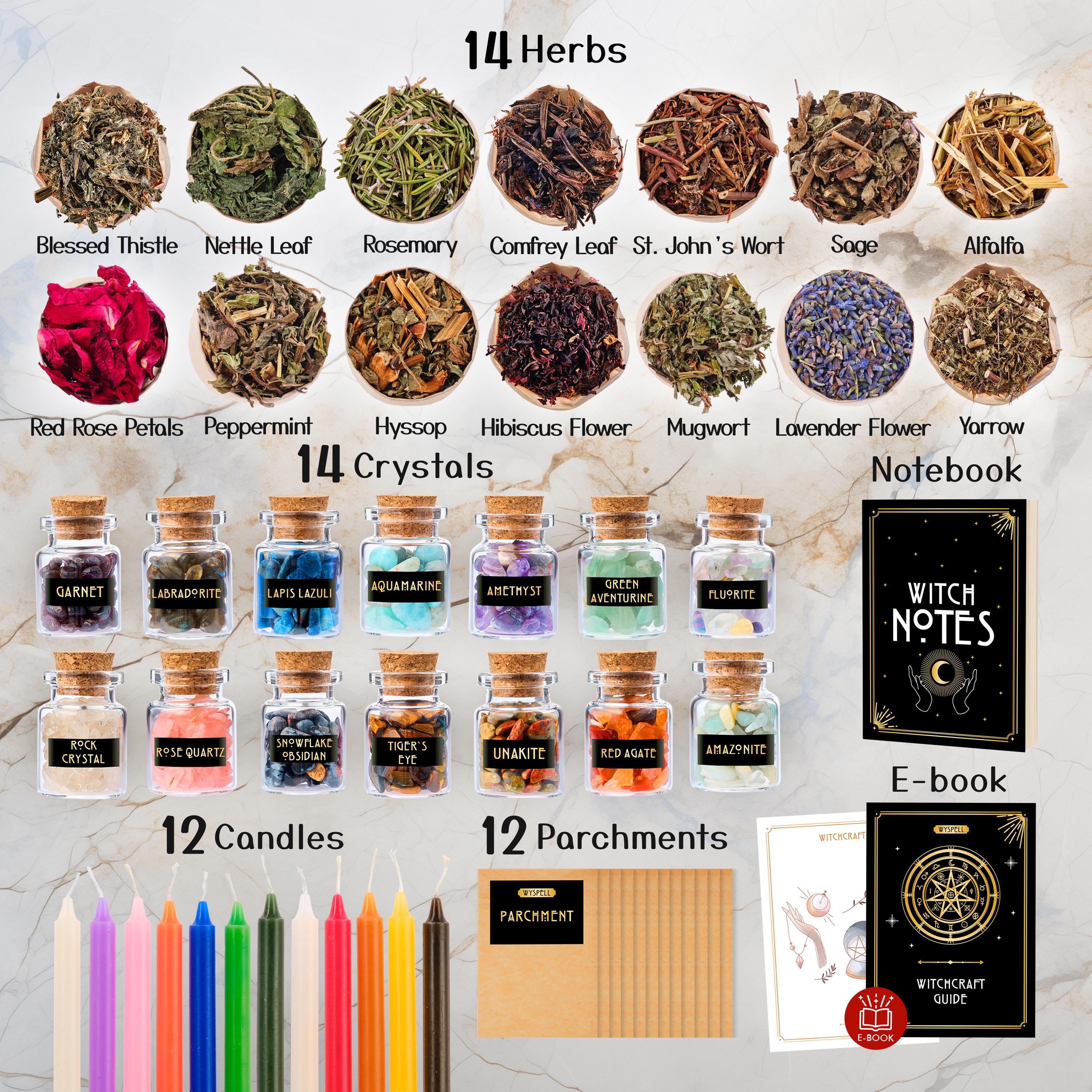 Witch Ritual Set Witchcraft Supplies Kit 54 PCS Witch Set With Herbs Crystals Candles ...