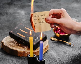 36 Colored Witchcraft Candles Chime Taper Wyspell Spell Candle Set with Holders Wiccan Ritual Pagan Altar Candles and Witch Decor Supplies