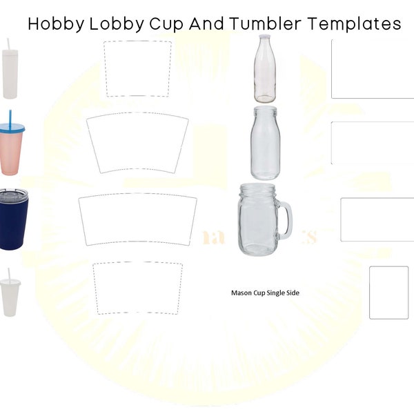 Hobby Lobby Cup Tumbler Template Collection Bundle (Svg,Png,Jpg,Dxf,Pdf)(Cricut, Silhouette, Siser)