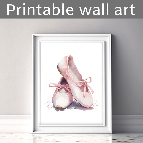 Graceful Ballerina: Watercolor Ballet Shoes Wall Art - Blush Pink Nursery Print - Perfect for Ballet Lovers - DIGITAL DOWNLOAD