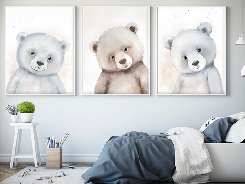 Baby Bears Nursery Wall Art Teddy Bear Prints Gender Neutral - Etsy