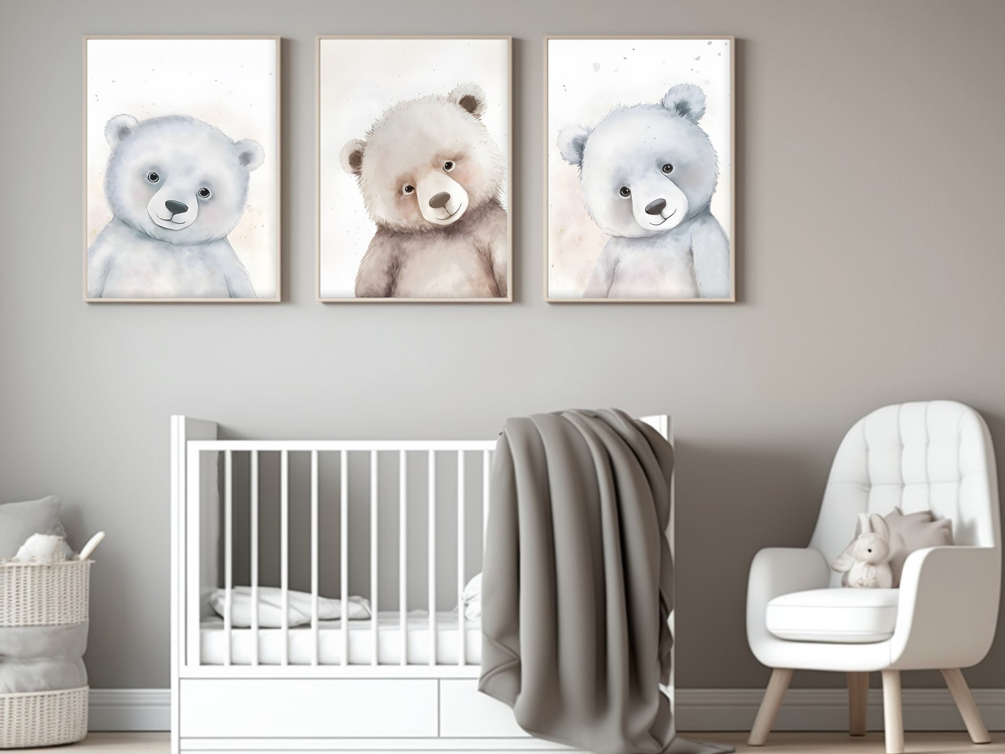 Baby Bears Nursery Wall Art Teddy Bear Prints Gender Neutral - Etsy