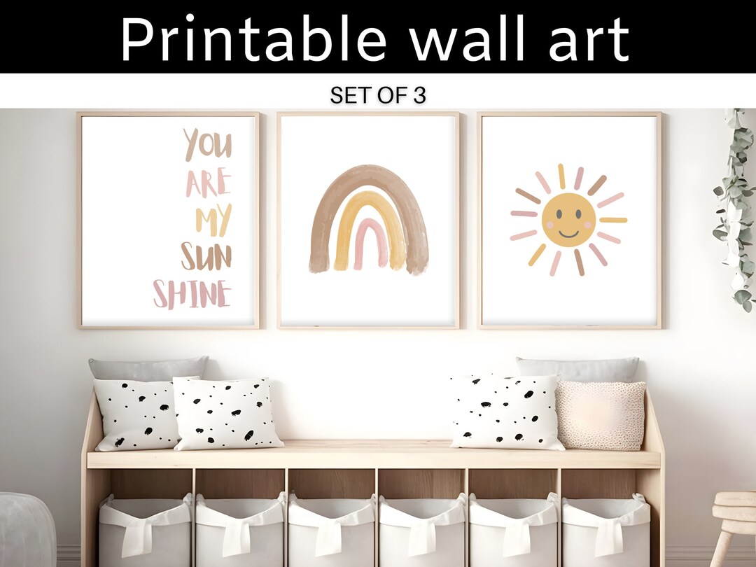 Rainbow Dreams: Neutral Rainbow Wall Art Set of 3 Prints - You Are My ...