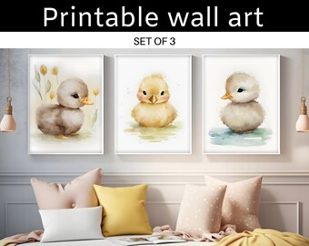 Quacktastic Nursery: Set of 3 Whimsical Duck Prints - Adorable Watercolor Nursery Decor - DIGITAL DOWNLOAD