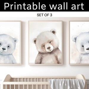 Baby Bears Nursery Wall Art, Teddy Bear Prints, Gender Neutral Decor, Animal Nursery Prints, Printable Wall Art, Baby Boy, Digital Download