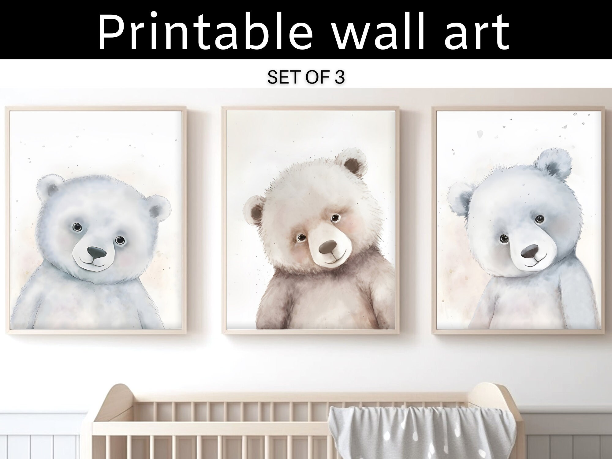 Baby Bears Nursery Wall Art Teddy Bear Prints Gender Neutral - Etsy
