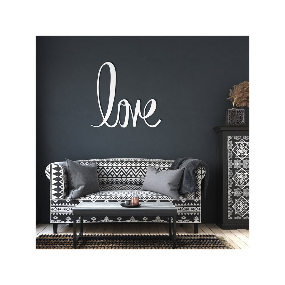 Love Cursive Wall Art Handwriting Metal Sign. Home Decor Indoor Outdoor