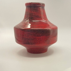 Mid Century Modern German Ilkra Keramik Red, Brown Art Pottery Glazed Vase