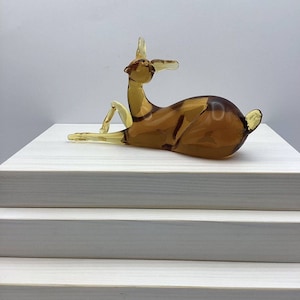 Vintage Hand Blown Amber Glass Deer / Fawn