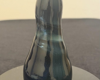 Handcrafted Mercury Glass Bud Vase: Aquamarine Teal Bulb, Vertical Ribbed Detail
