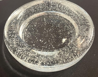 Vintage Clear Bubble Glass Dish - Catchall, Trinket Tray, Candle Holder or Ashtray