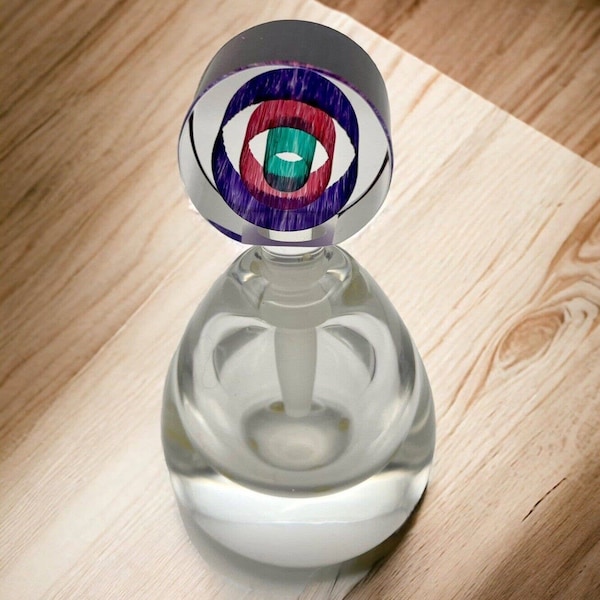 Paul Harrie Studio Art Glass Perfume Bottle with Spiral Design Stopper