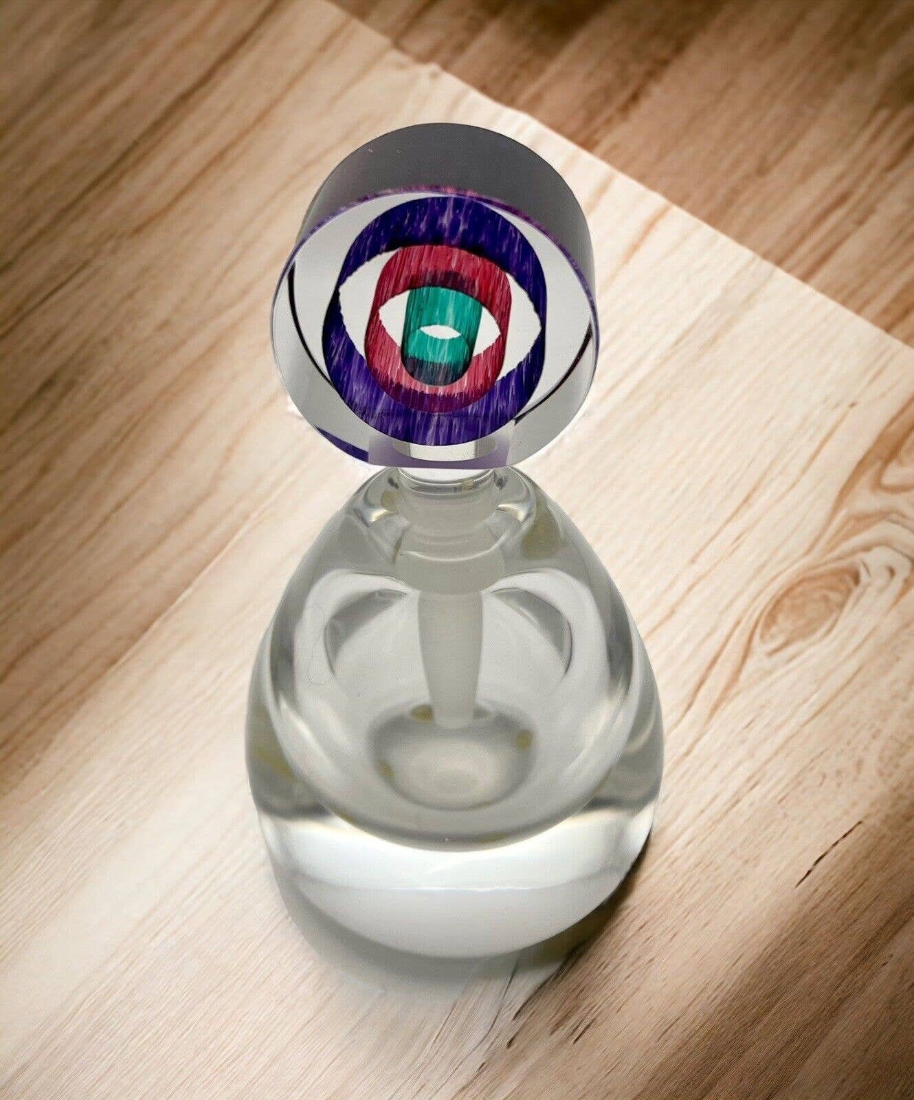 Paul Harrie Studio Art Glass Perfume Bottle with Spiral Design Stopper
