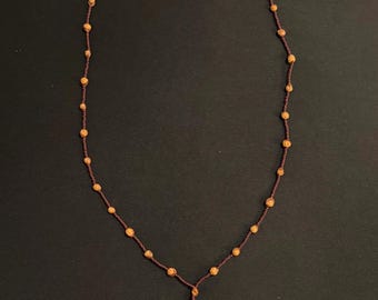 Vintage Earth Tone Seed Bead Necklace: Rustic Boho Slip-On Y-Drop