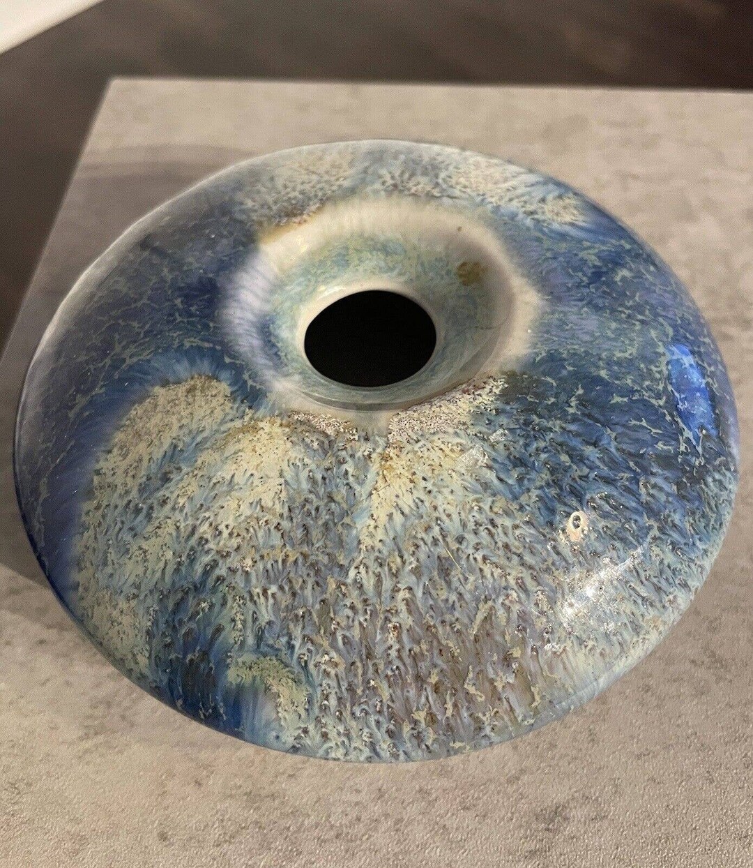 Studio Art Pottery Abstract Blue Bud Vase by Kravec Studios, Signed KS ...