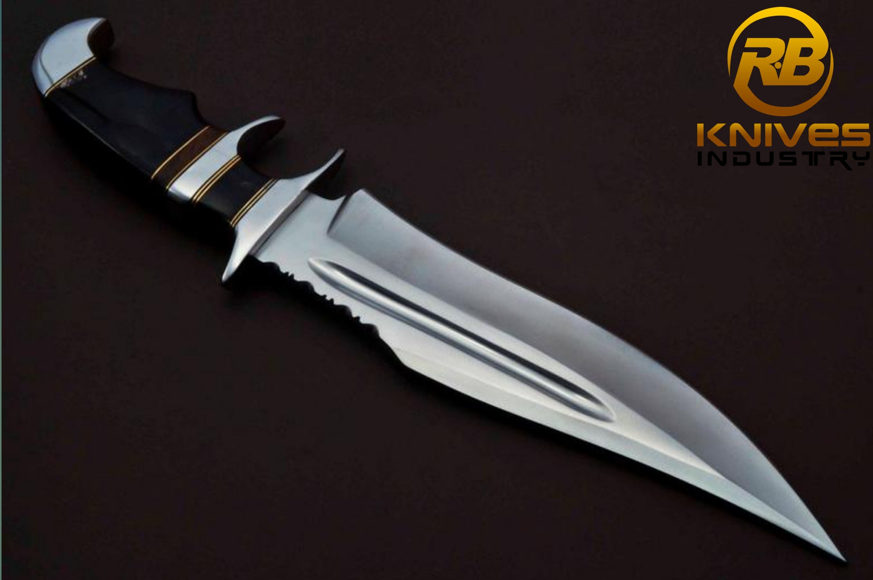 Handcrafted D2 Steel Bowie Knife with Stag Horn Handle