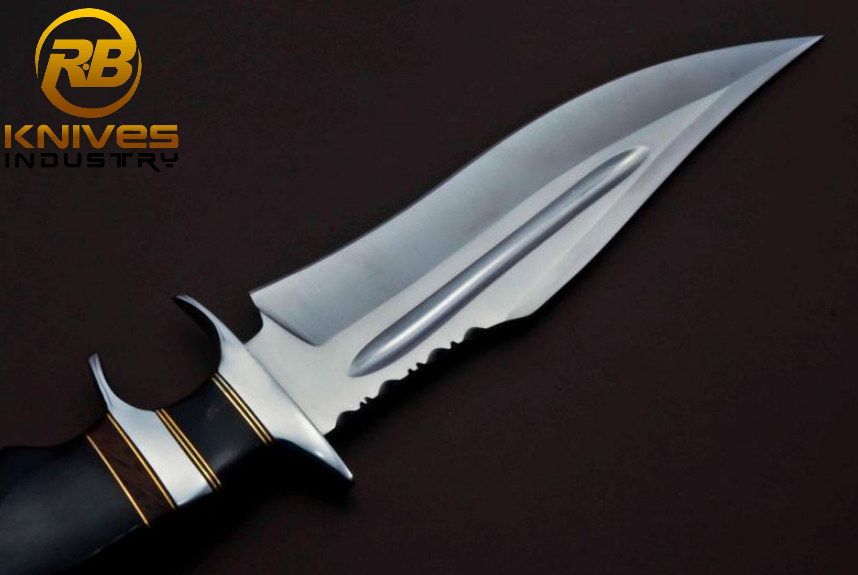 Handcrafted D2 Steel Bowie Knife with Stag Horn Handle