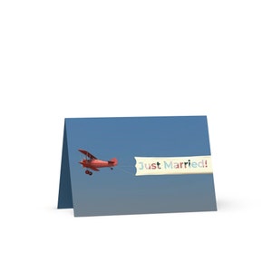Banner de avión "Recién casados" Tarjetas de felicitación