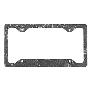 Black Topographic Map Metal License Plate Frame