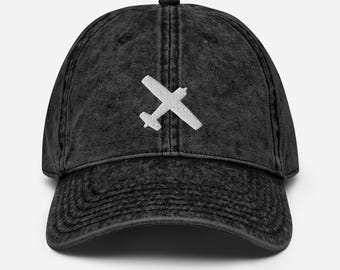 Pilot Cap - Vintage Cotton Dad Hat with Cessna Airplane Logo