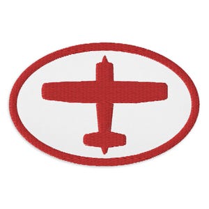 Red Cessna Airplane - Oval Embroidered Patch