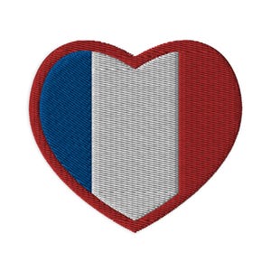 French Flag - France - Heart Embroidered Patch