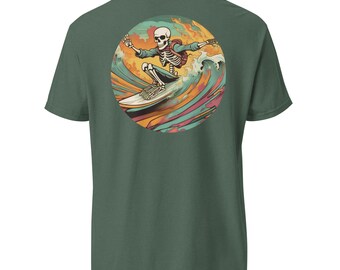 Skull Surfer - Comfort Colors Garment-Dyed T-Shirt (Front & Back Designs)