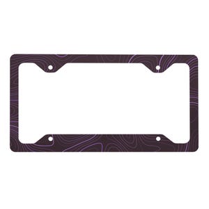 Purple Topographic Map Metal License Plate Frame