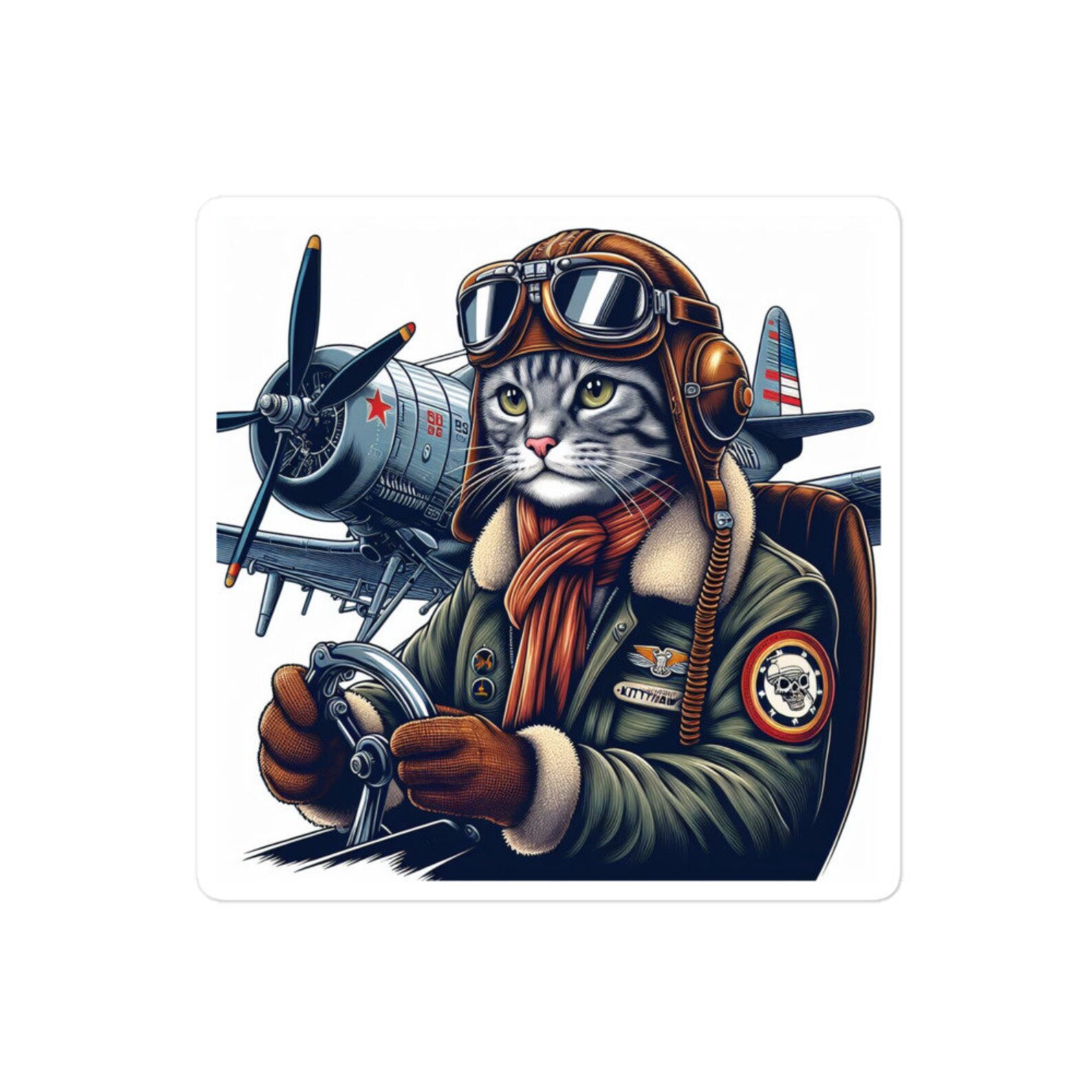 Pilot Image Sticker Pilot Cat Version 2 - Aviation Bubble-free Stickers - Etsy