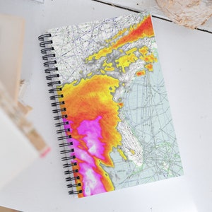 Caderno espiral de aviação - Gráfico de alta rota IFR de planejamento de voo com sobreposição de meteorologia