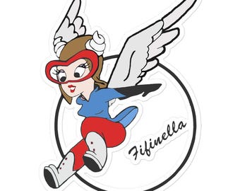 Patriotic Fifinella Gremlin - Aviation History WWII - The Women Airforce Service Pilots - WASP - Bubble-Free Vinyl Sticker