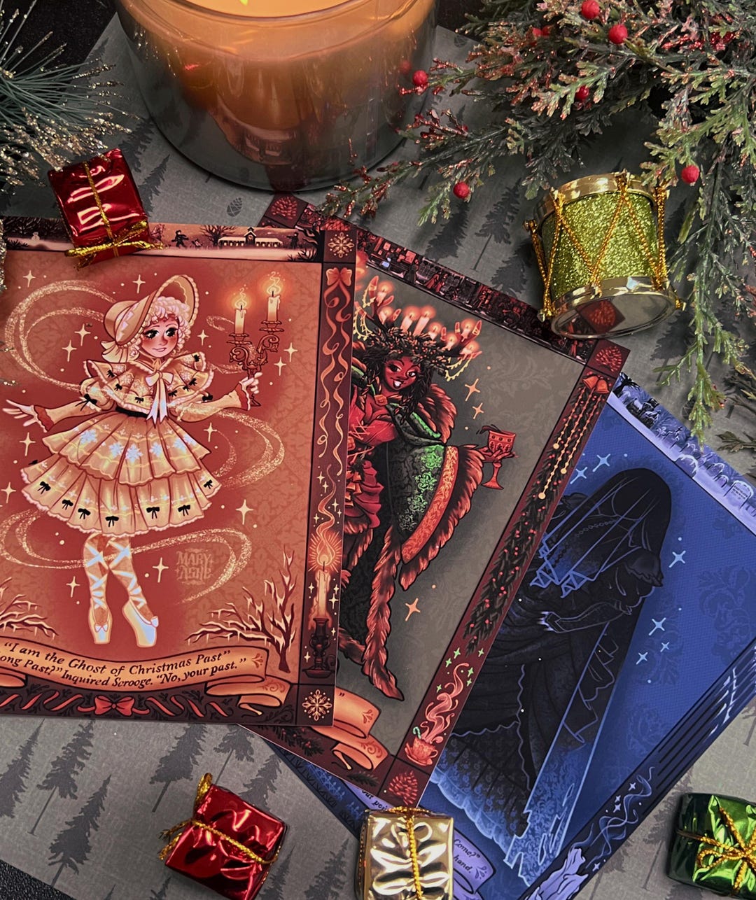 The Ghosts of Christmas Illustration Art Prints, A Christmas Carol - Etsy