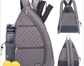 Pickleball Bag for Women, Pickleball Backpack, Quilted Crossbody Sling Backpack Bag, Pickleball Paddle Bag, Fashion Backpack Bag,Racquet Bag