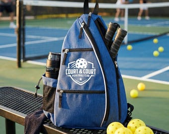 Personalized Blue Pickleball Sling Bag: Racket Backpack