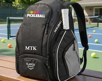 Personalized Pickleball Backpack: Customized Pickle Ball Paddle Bag, Black and White Apex