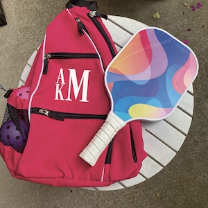 Personalisierte Pickleball-Tasche, Pickleball-Rucksack, Schultertasche, Racketball-Tasche, Rosa