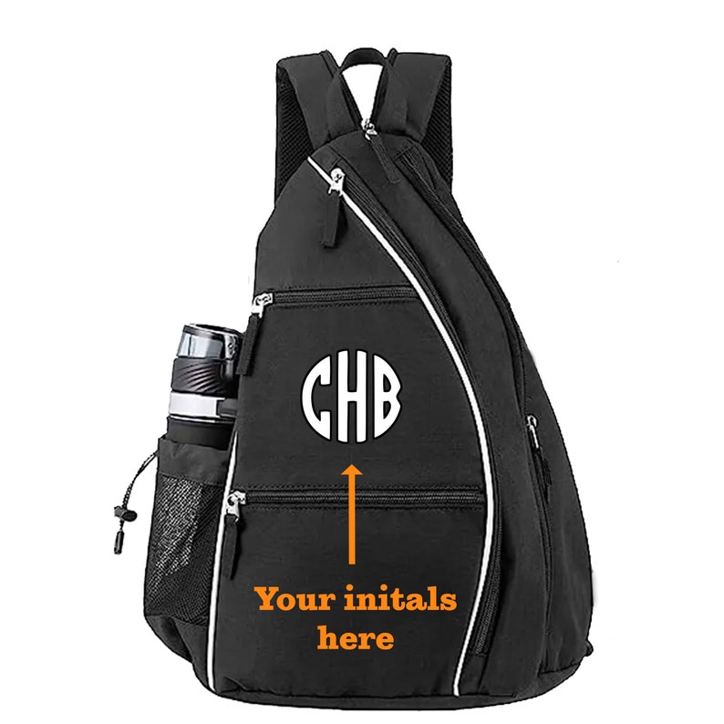 Personalized Sports Backpack, Sports Bag, Sling Bag, Black image 2