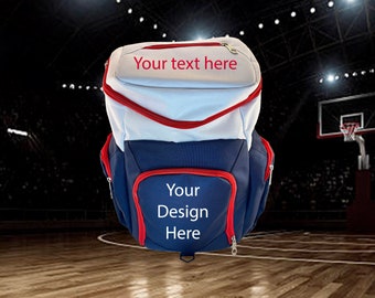 Personalized Sports Backpack, Custom Basketball Backpack, Gym Bag, Team Bag, Red White and Blue