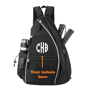 Personalisierte Pickleball Tasche, Pickleball Rucksack, Sling Bag, Racketball Tasche, Schwarz