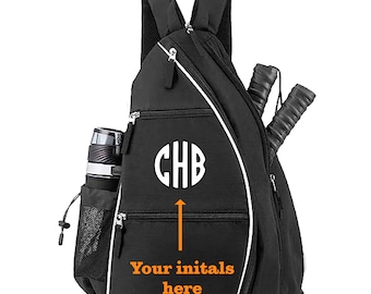 Personalized Pickleball Bag, Pickleball Backpack, Sling Bag, Racketball Bag, Black