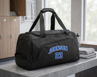 Personalized Sports Duffel Bag with Name and Number, Convertible Gym Backpack