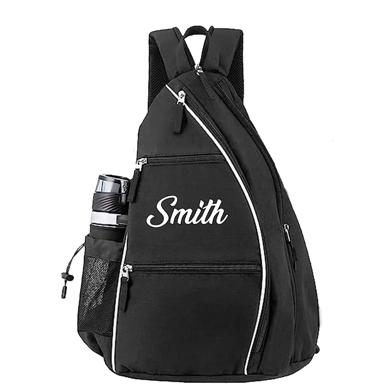 Personalized Sports Backpack, Sports Bag, Sling Bag, Black image 1